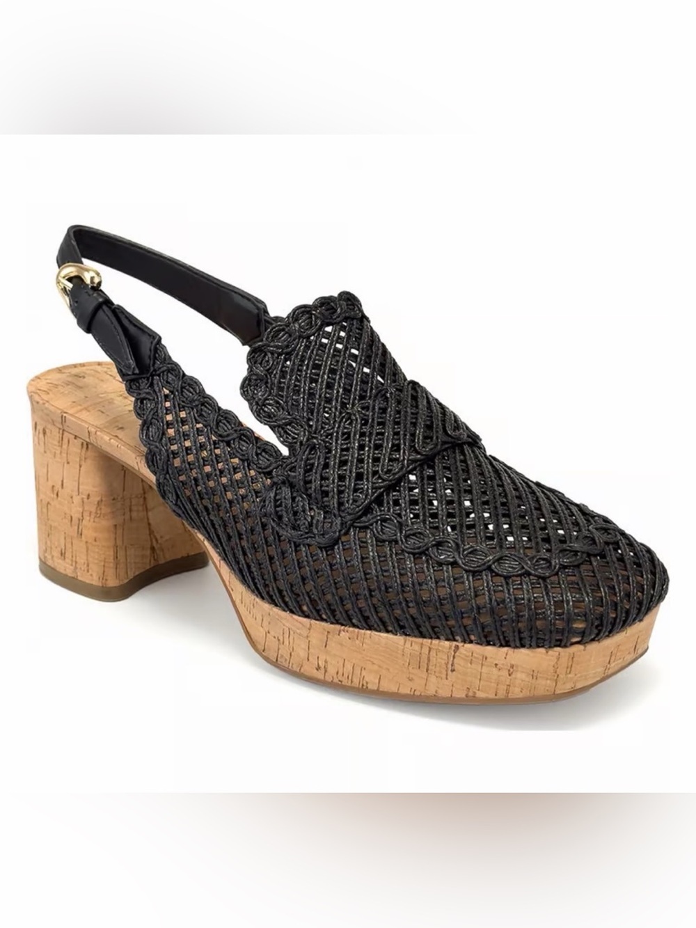 Women's Santina Slingback Black Block Heeled Sandal